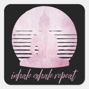 Sticker Carré Inhale Exhale Répéter rose