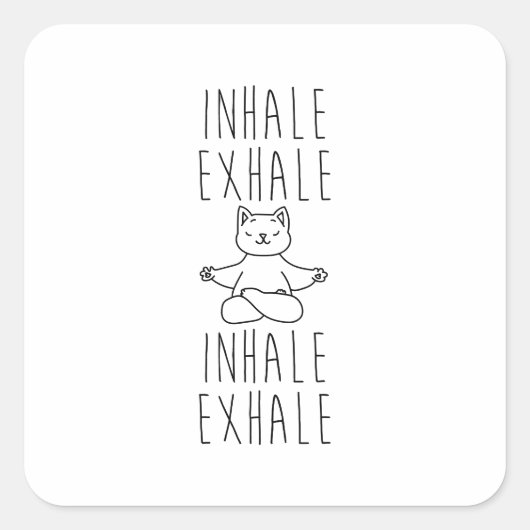 Sticker Carré inhale Exhale yoga cat (Devant)
