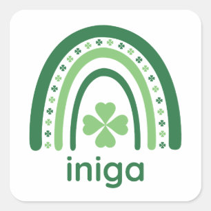 Sticker Carré iniga Nom Clover Boho Rainbow