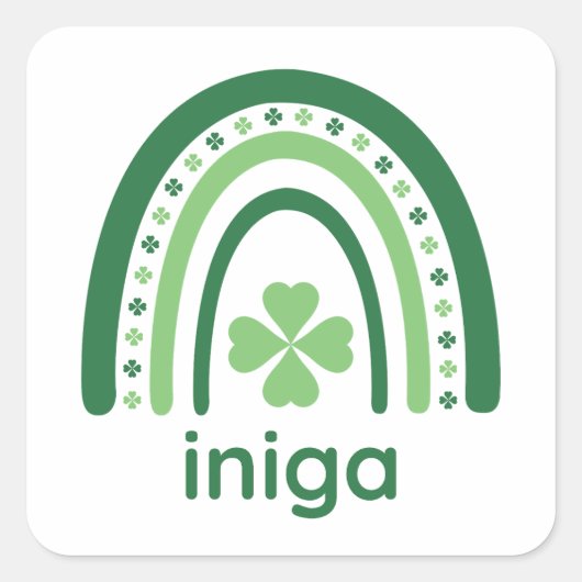 Sticker Carré iniga Nom Clover Boho Rainbow (Devant)