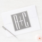 Sticker Carré Initails Classic Couples| Blanc et gris (Enveloppe)