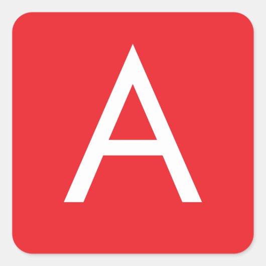 Sticker Carré Initial Letter Monogram Red White Plain Modern (Devant)