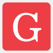 Sticker Carré Initial Letter Monogram Red White Plain Simple (Devant)