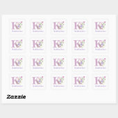 Sticker Carré Initial Plus Nom Katherine & Flowers Design (Feuille)