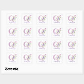 Sticker Carré Initiale Plus Nom Quincey & Fleurs Design (Feuille)