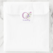 Sticker Carré Initiale Plus Nom Quincey & Fleurs Design (Sac)