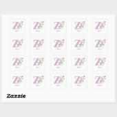 Sticker Carré Initiale Plus Nom Zoe & Fleurs Design (Feuille)