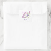 Sticker Carré Initiale Plus Nom Zoe & Fleurs Design (Sac)
