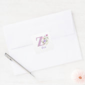 Sticker Carré Initiale Plus Nom Zoe & Fleurs Design (Enveloppe)