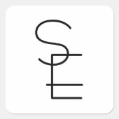 Sticker Carré Initiales chevauchantes de style moderne (Devant)