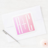 Sticker Carré Initiales de couple | Gradation rose subtile (Enveloppe)