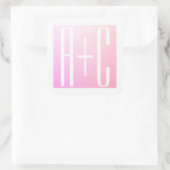 Sticker Carré Initiales de couple | Gradation rose subtile (Sac)