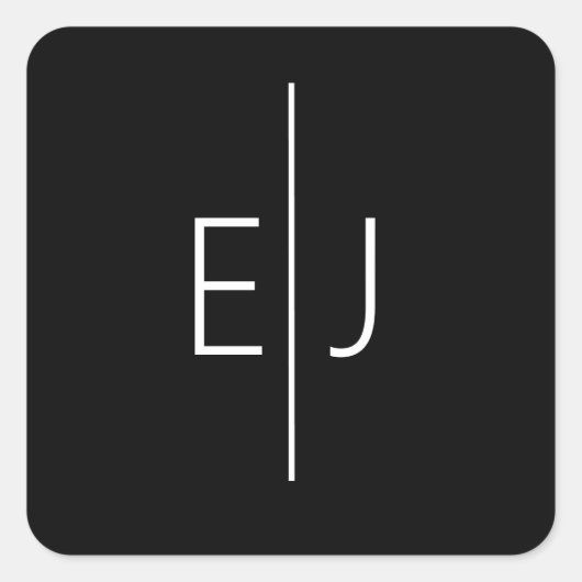 Sticker Carré Initiales de noms noirs modernes (Devant)