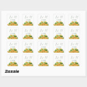 Sticker Carré Initiales et date du Rose d'or (Feuille)