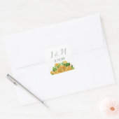Sticker Carré Initiales et date du Rose d'or (Enveloppe)