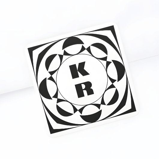 Sticker Carré Initiales géométriques verticales en monogramme gr
