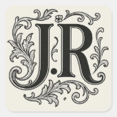Sticker Carré Initiales J.R avec décor (Devant)