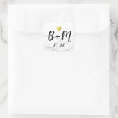 Sticker Carré Initiales manuscrites mariage d'amour (Sac)