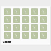 Sticker Carré Initiales minimes en deux Mariages blanc et vert (Feuille)
