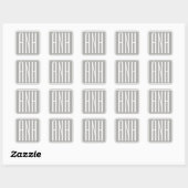 Sticker Carré Initiales Monogramme | Blanc Sur Gris Clair (Feuille)