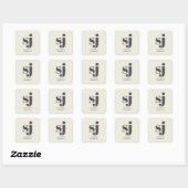 Sticker Carré Initiales monogramme crème (Feuille)