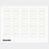 Sticker Carré Initiales monogramme doré écriture poussière d'or (Feuille)