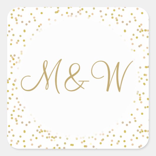 Sticker Carré Initiales monogramme doré écriture poussière d'or (Devant)