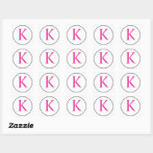 Sticker Carré Initiales Monogrammes rose noir blanc Simple Minim (Feuille)