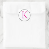 Sticker Carré Initiales Monogrammes rose noir blanc Simple Minim (Sac)