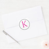 Sticker Carré Initiales Monogrammes rose noir blanc Simple Minim (Enveloppe)