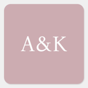 Sticker Carré Initiales personnalisées sur mariage rose poussiér