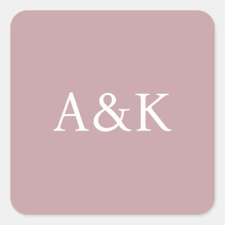 Sticker Carré Initiales personnalisées sur mariage rose poussiér