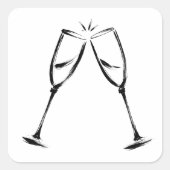 Sticker Carré Ink Champagne Toast Celebration Glasses Art on (Devant)