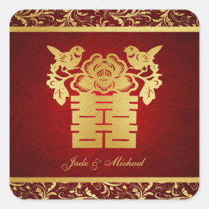 Sticker Carré Inséparables chinois double Mariage du bonheur