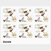 Sticker Carré Inséparables et fleurs Merci Mariage chinois © (Feuille)