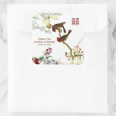 Sticker Carré Inséparables et fleurs Merci Mariage chinois © (Sac)