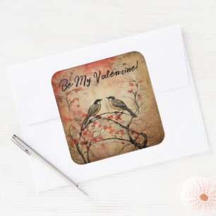 Sticker Carré Inséparables Fairy Imaginaire Forest Valentine