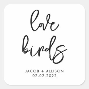 Sticker Carré inséparables semences fleurs sauvages mariage conf