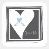 Sticker Carré Inséparables simples Bleu clair Coeur Mariage Fave (Devant)
