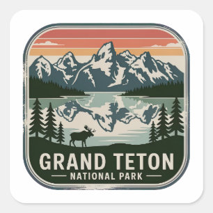 Sticker Carré Insigne du parc national de Grand Teton pour les é