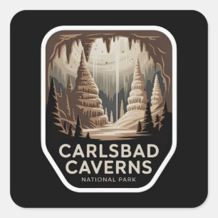 Sticker Carré Insigne Vintage de la Grotte de Carlsbad