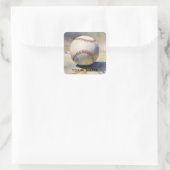 Sticker Carré Inspiration Baseball Ajouter Votre Nom (Sac)