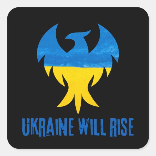 Sticker Carré Inspiration Phoenix Rising Ukraine couleurs (Devant)
