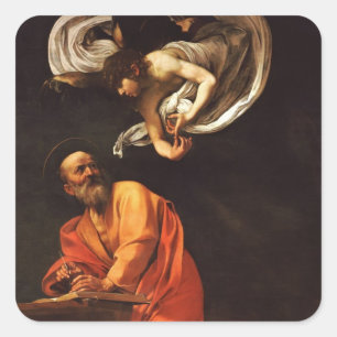 Sticker Carré Inspiration Saint Matthew Caravaggio peinture art