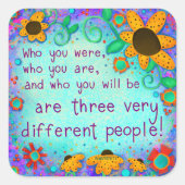 Sticker Carré Inspiration Turquoise Floral Enseignant classe (Devant)