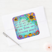 Sticker Carré Inspiration Turquoise Floral Enseignant classe (Enveloppe)