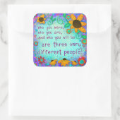 Sticker Carré Inspiration Turquoise Floral Enseignant classe (Sac)