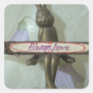 Sticker Carré Inspirational Rabbit : Always Love Sign Art Print