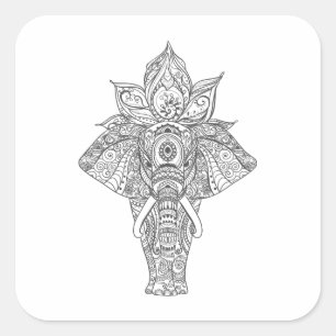 Sticker Carré Inspiré par l'éléphant