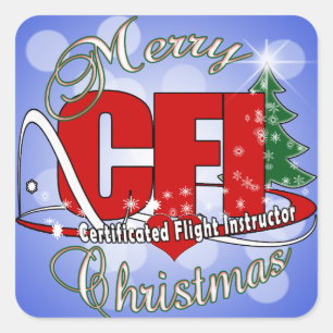 Sticker Carré Instructeur de vol certifié CFI CHRISTMAS